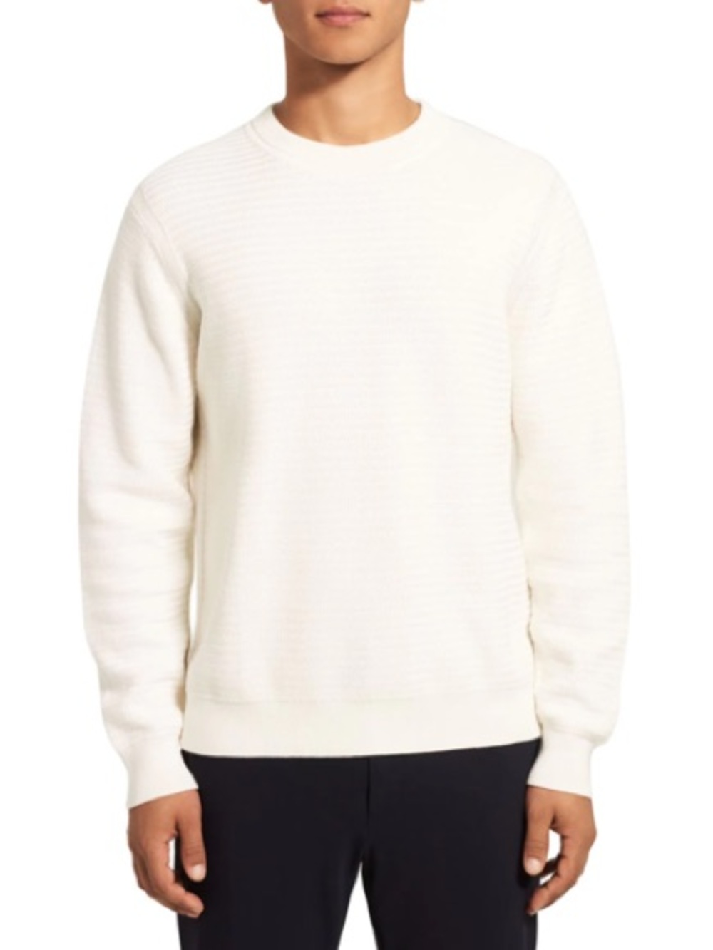 Theory Men's Crewneck ZigZag Sweater in Ivory